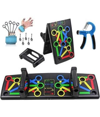 Oddish Push Up Board System, 15 in 1 AND HAND GRIP AND FINGER GRIPPER COMBO PACK Fitness Accessory Kit