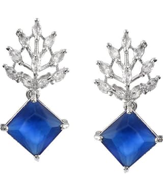 Jewar Mandi - Navy Blue Danglers Earrings ( Pack of 1 )