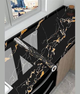 Sekhmet Black Marble Wallpaper (60 x 200) cm (Pack of 1)