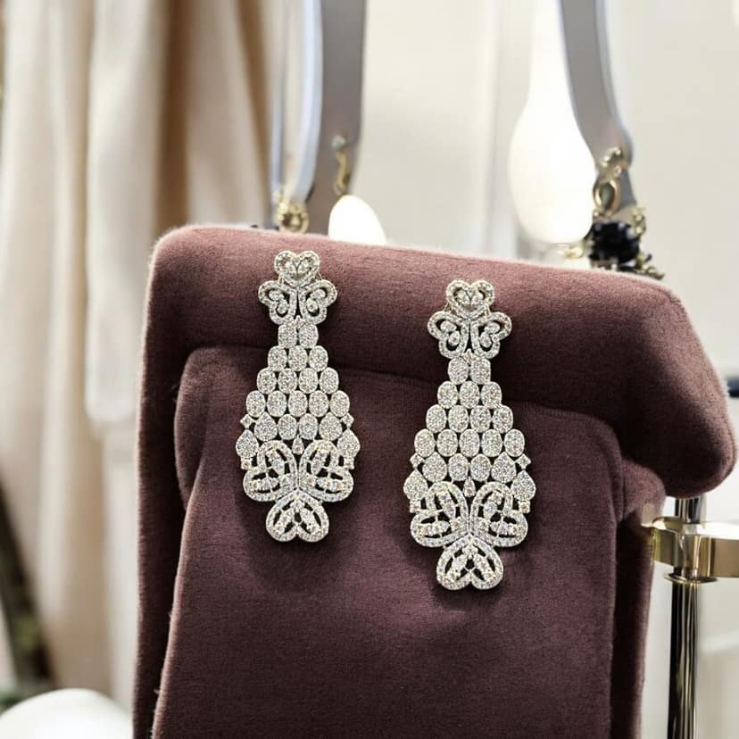 Stunning Round Cut Diamond Necklace Set By Dia Art Jewels view 2