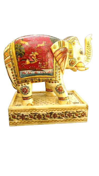 Jakir Husain Bone Elephant Statue for Living Room, Home Decor, 4.5 inch Minichar Painting view 2