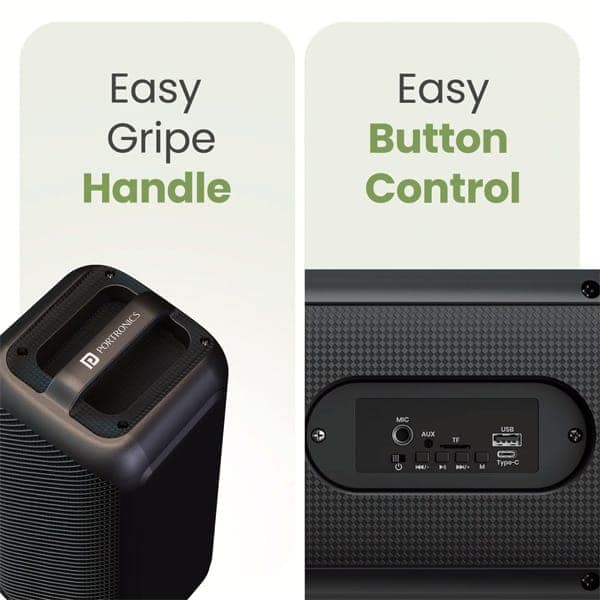 Portronics Rumble 25W Portable Bluetooth Speaker, Wired karaoke Mic view 2