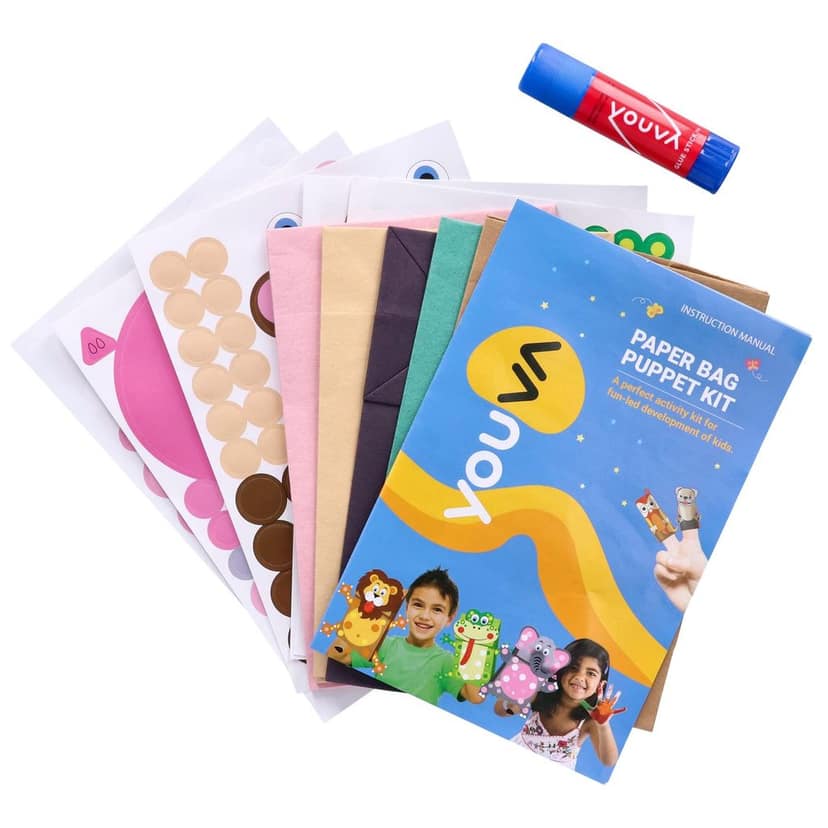 Navneet Youva Paper Bag Puppet Kit Perfect Activity Kit for Funled Development of Kids, DIY Set, Finger Puppets, Art and Craft kit, Multicolor view 2