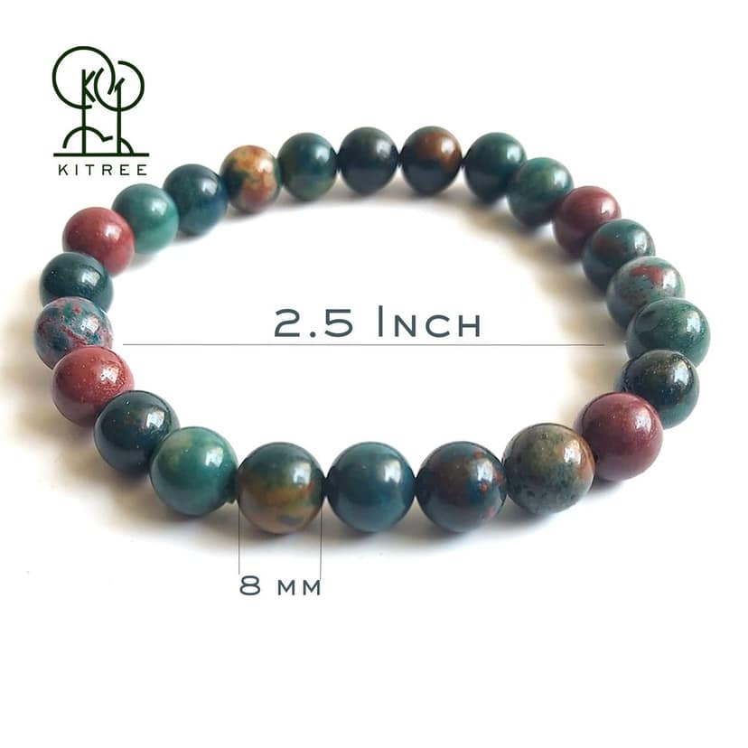 KITREE NATURAL BLOODSTONE CRYSTAL REIKI HEALING FENG -SHUI BRACELET 8MM ROUND FOR MENS AND WOMENS (COLOR MULTI) view 2