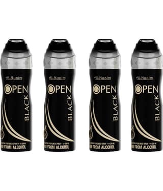 Al-Nuaim OPEN BLACK PACK OF 4 45R Deodorant Spray for Unisex 100 ml ( Pack of 4 )