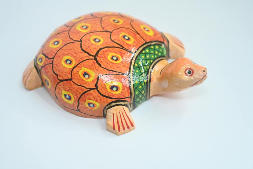 Icrafts Handmade Wooden Orange Shell Tortoise Toy (L: 22.86 cm × B: 10.86 cm × H: 5.06 cm) – Eco-Friendly Traditional Wooden Toy for Kids view 2