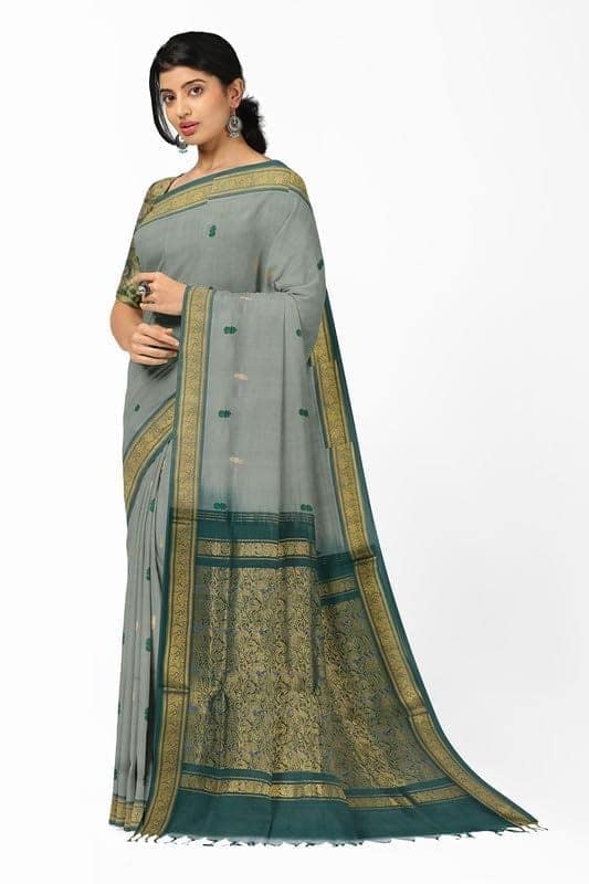 APCO Handloom - Women's Rahajmundry Pure Cotton Handloom Saree (Grey) view 2