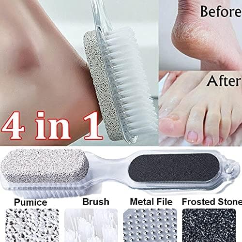 Elecsera 4 in 1 Pedicure Brush Set Cleanse Scrub Buff Foot Scrubber Nail Emery File (Multicolor) view 2