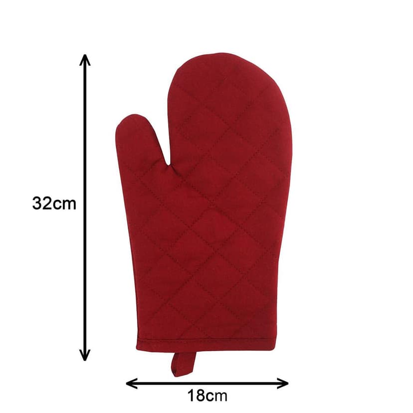 Airwill 100% Heat Resistance, Solid Designed Kitchen Oven Mitts (Gloves) (Red, Pack of 2) view 2
