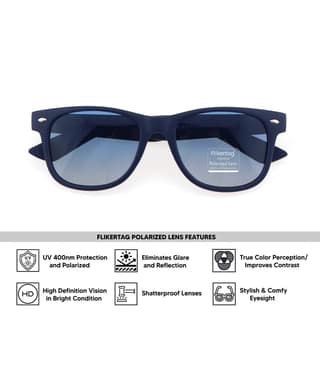 Flikertag Polarized Sunglasses With UV Protection For Men & Women | HD vision with Blue Gradient Lens [FTS 552 F2 Wayfarer Matte Blue Frame with Blue lens, 52mm]