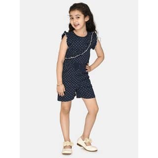 Kids Cave Polka Print Girls Jumpsuit