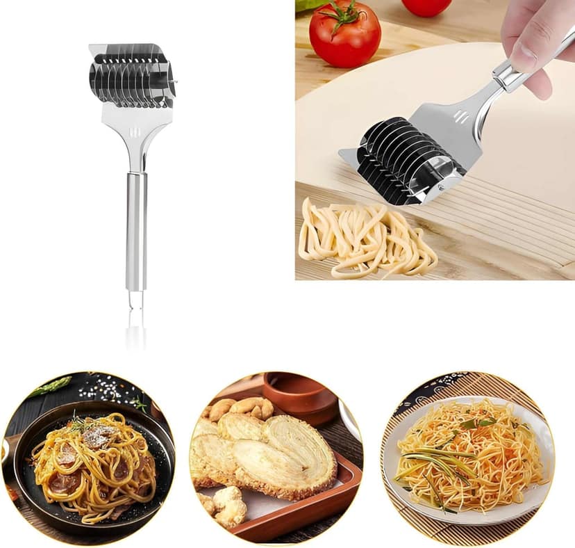 Heavy Duty Stainless Steel Pasta Spaghetti Noodle Cutter Maker | Manual Pasta & Noodle Cutting Tool | Multipurpose Homemade Pasta Cutter for Spaghetti, Noodles & Fresh Dough | Kitchen Pasta Making Tool (Original) view 2