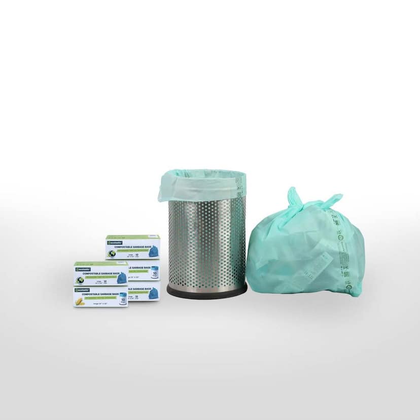 Ecolastic 100% Compostable & Eco-friendly Garbage Bags I LARGE (24 x 30 in.) I 50 bags I Pack of 5 I Capacity 80L I Green Colour view 2