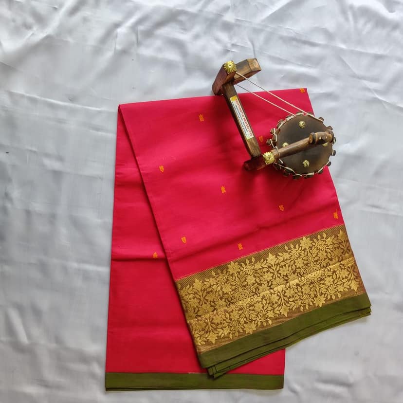 Pure Cotton Saree with Blouse Pink color view 2