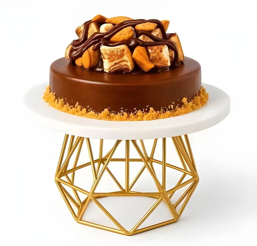 Heavy Duty Gold Metal Cake Stand 8.5 Inch | Decorative Cake Serving & Display Stand | Round Dessert Pedestal Stand for Birthday, Wedding, Party, Bakery & Home Decoration (Original)