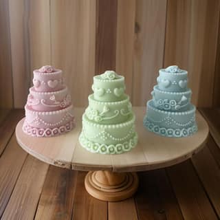 SS Enterprise Organic Soy Wax Cake Shape Designer Birthday Candles, Scented Aromatic Fragrance, Smoke-Free, Set of 3, Green-Pink-Blue