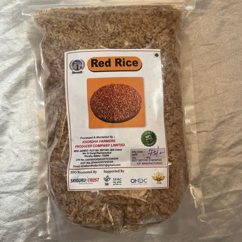 Organic Red Rice 1 Kg - Unpolished, Gluten-Free, and Vegan view 2