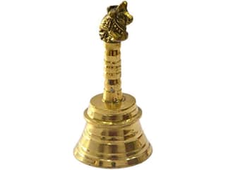 Aatm Brass Handcrafted Nandi and Om Embossed Hand Bell - Traditional Pooja Bell for Home Temple and Prayer
