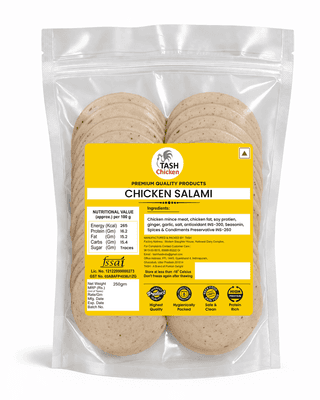 TASH Premium Chicken Salami (250g) – Ready-to-Eat Gourmet Cold Cuts | High Protein, Lean & Juicy | Smoked Deli-Style Slices for Sandwiches, Salads, and Breakfast | Freshly Sourced & Vacuum Packed