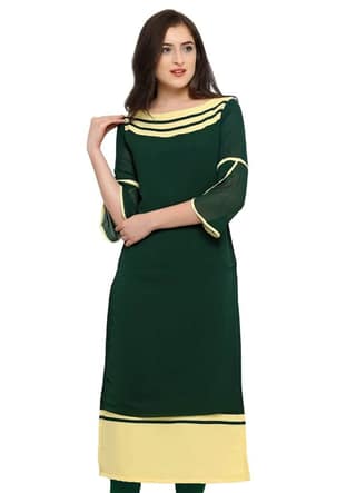SHOPPING QUEEN Women Georgette Straight Kurta (A090_Green_XXXX-Large)