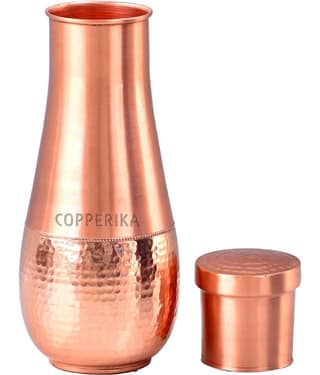 Copperika Tulip Pot 100% Pure Copper Water Bottle 1600ml Copper Copper Water Bottle 1600 mL ( Set of 1 )