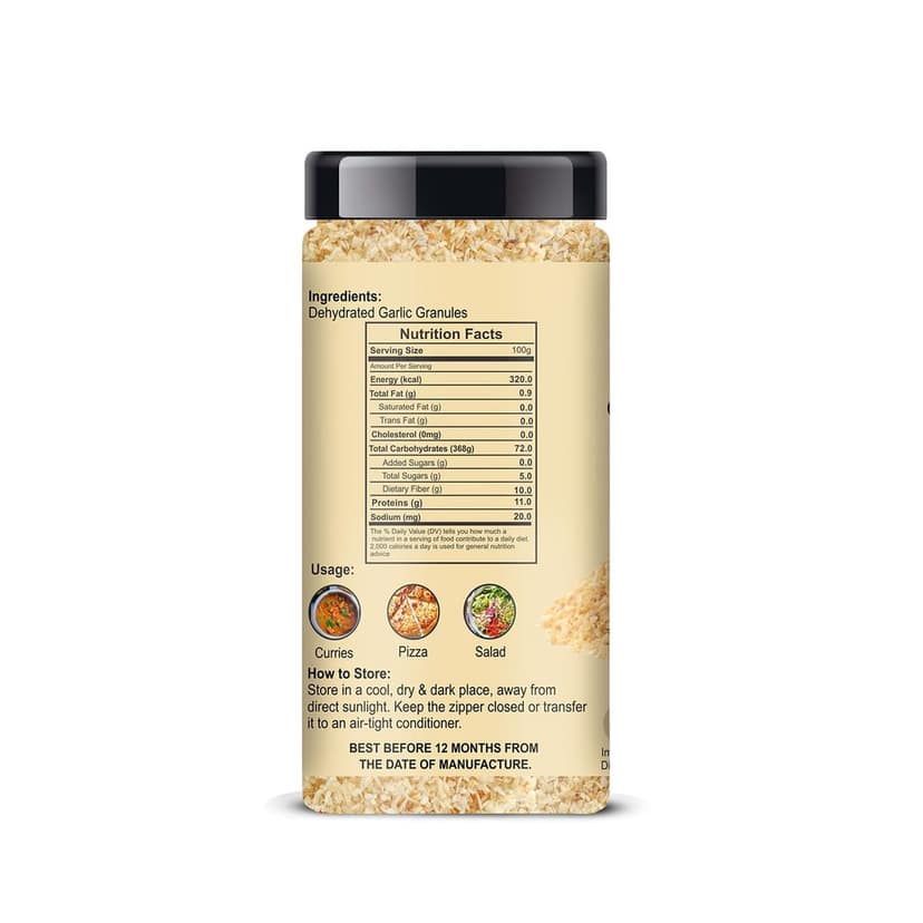 Mangar Organics Garlic Granules - Dehydrated Garlic | Strong Aroma & Bold Flavor | Ideal for Seasoning, Marinades & Dry Rubs - Jar 125gm view 2