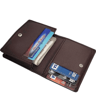 Men & Women Brown Artificial Leather Debit Card Holder - Mini (5 Card Slots)