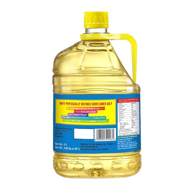 Sunpure Physically Refined Sunflower Oil, Healthiest Cooking Oil, Edible Cooking Oil, 5 Litre view 2