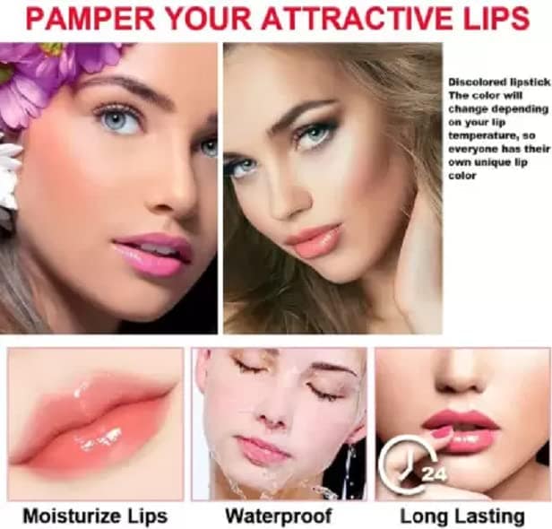Elecsera Moisturizing Color Changing Liquid Lipsticks Transparent Peach Lip Oil fruity (Pack of: 6, 21.6 g) Multicolor view 2