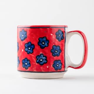Red Floral Ceramic Coffee Mug (Small)