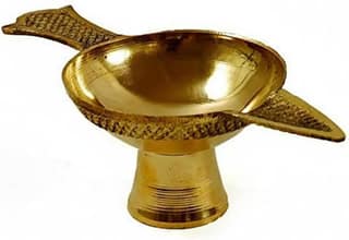 Aatm Brass Handcrafted Aarti Diya - Traditional Oil Lamp for Pooja, Aarti and Temple Use - 6.25 x 4.25 x 12.5 cm - Ideal for Diwali and Festive Use