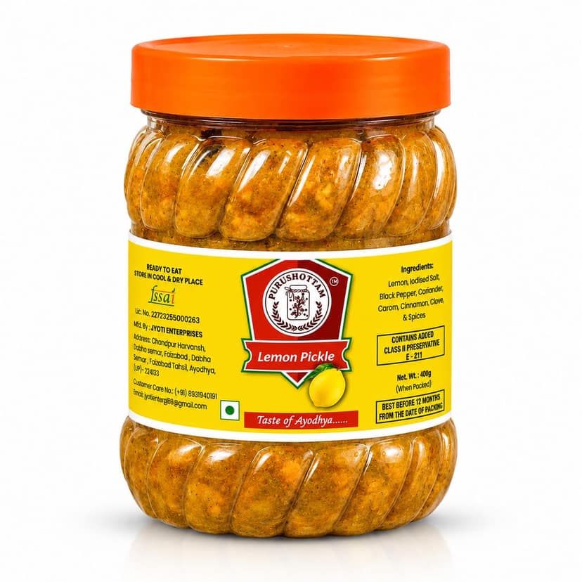 Purushottam Traditional Lemon Pickle – Authentic Taste of Ayodhya | 500g
