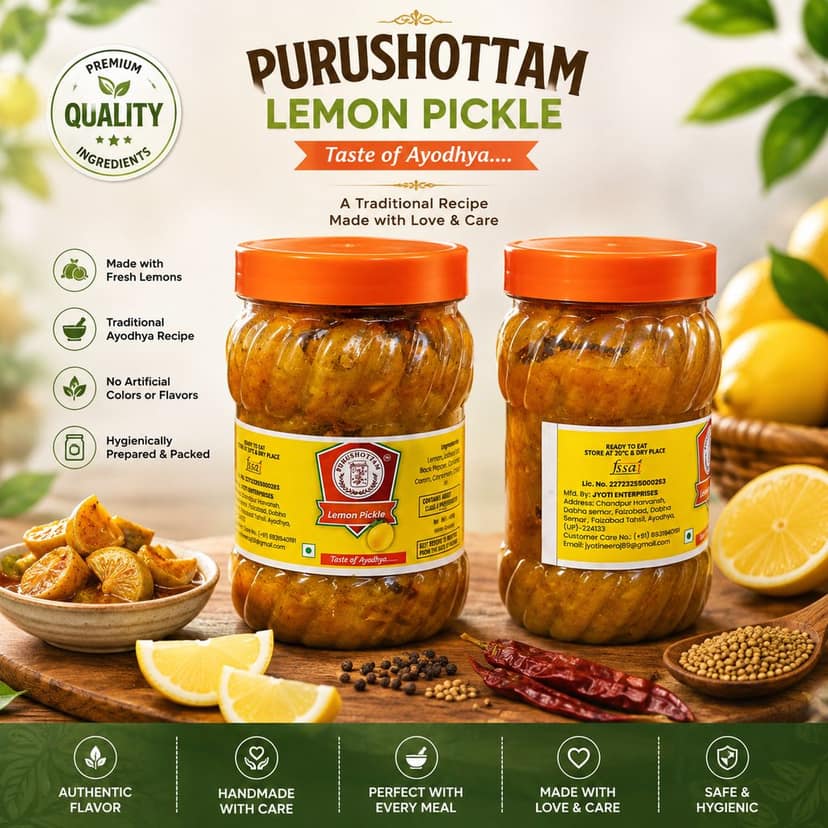Purushottam Traditional Lemon Pickle – Authentic Taste of Ayodhya | 500g view 2