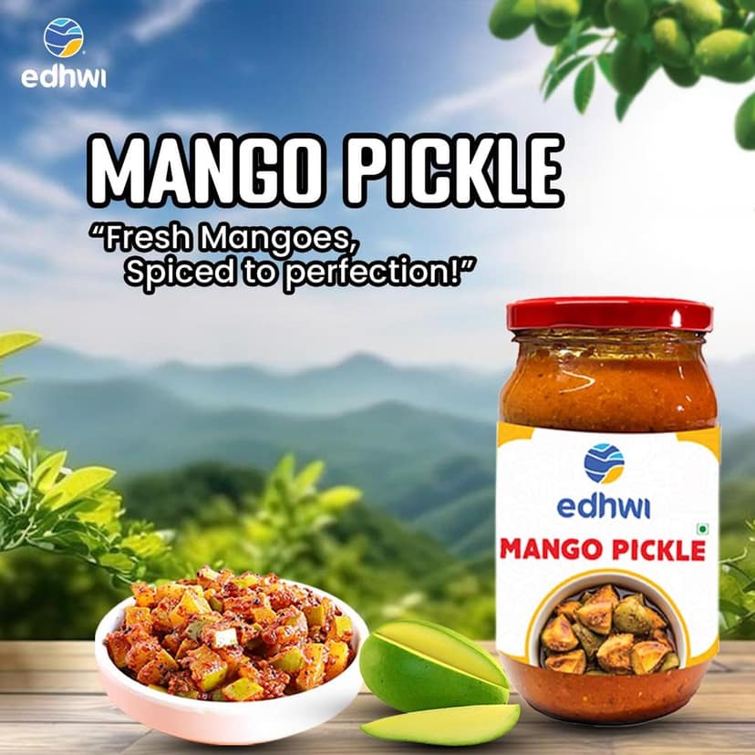 Edhwi Mango & Dates Pickle Combo - 400g Mango, 200g Dates | Authentic Indian Flavors, No Artificial Preservatives view 2