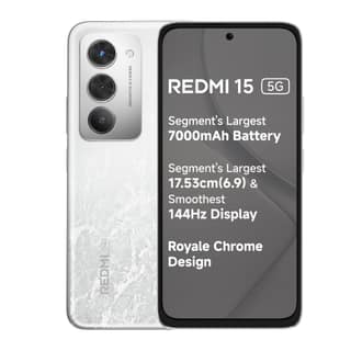 Redmi 15 5G Frosted White 8GB + 128GB | Segment's Largest 7000mAhA Battery | Segment's Largest Display 17.53cm(6.9) Up to 144Hz | Snapdragon 6s Gen 3 | 18W Reverse Charging | 50MP AI Dual Camera