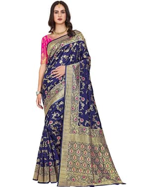 Sariya Jacquard Woven Saree With Unstitched Blouse Piece ( Peach )