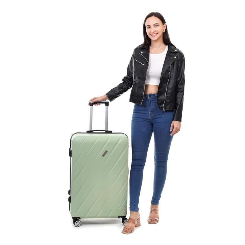 Spacewalk Stylux Hard Luggage, 67 cm, 8 Wheels, 3 Year Warranty, Pista Green