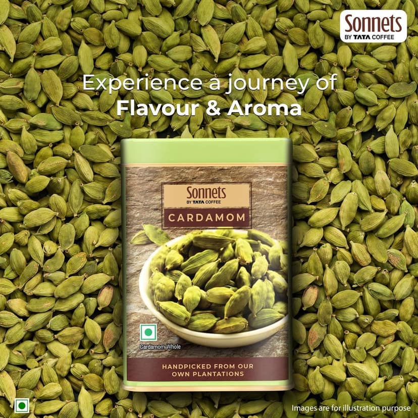 Sonnets by Tata Coffee, Whole Cardamom, 100g, Sustainably Cultivated Green Cardamom Pods, Aromatic & Flavourful Elaichi view 2