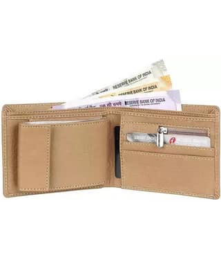 HRFSTAR PU Solid Men's Regular Wallet With 7 Slots For Card ( Beige , Pack of 1 )