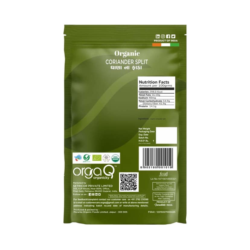 OrgaQ Organicky Organic Dhaniya/Coriander Split view 2