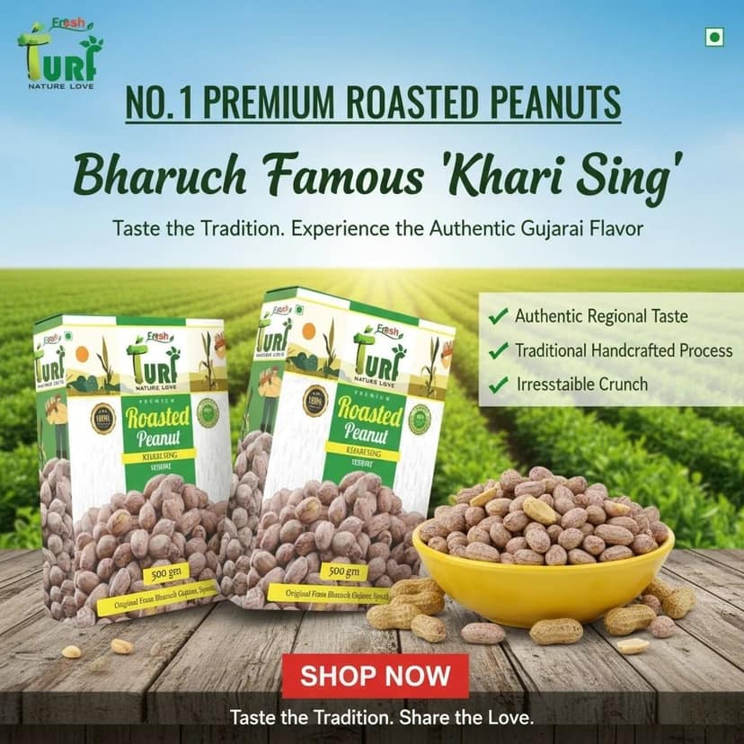 TURF FRESH - Premium Roasted Peanut| Khari Sing - Chakna Dana Chana | Bharuch Gujarat Special view 2