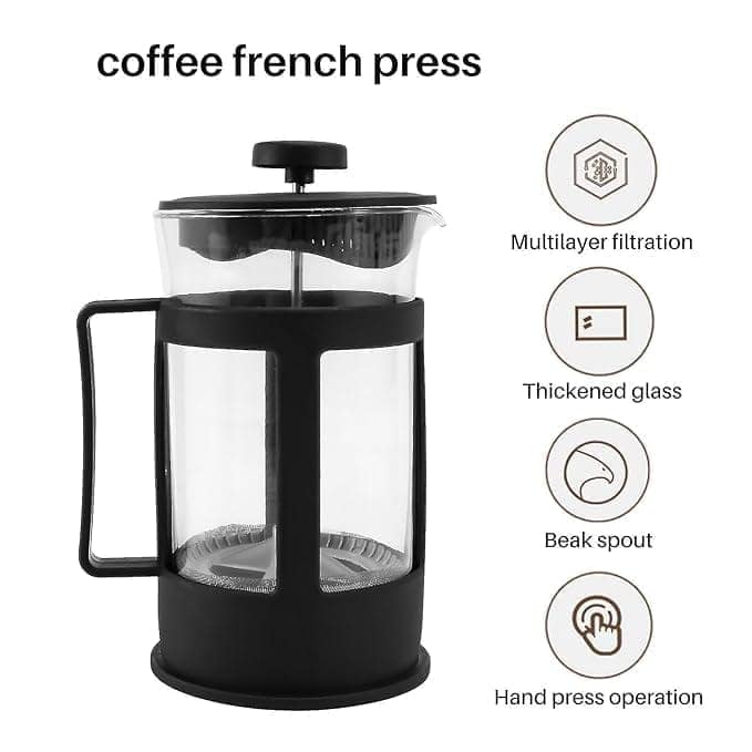 The Bean Co Roasters French Press Coffee Maker | Heat Resistant Borosilicate Glass |Superior Filtration | Stainless Steel Plunger with Mess (800 ML) view 2