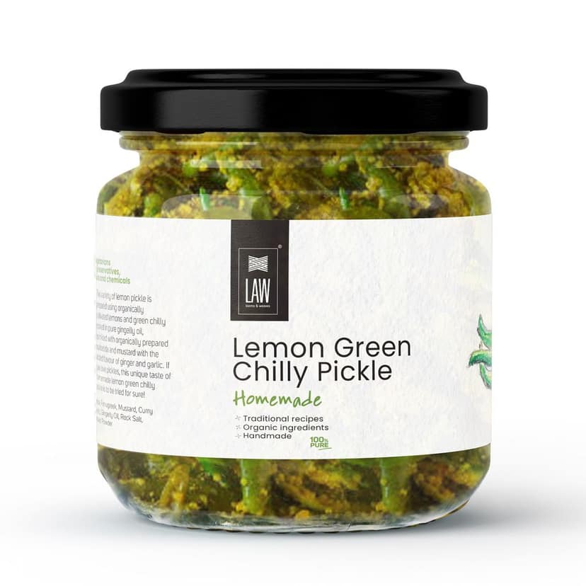 Homemade Lemon Green Chilli Pickle -Handmade/Preservative free/Grandma’s Secret Recipe/Kerala Style view 2
