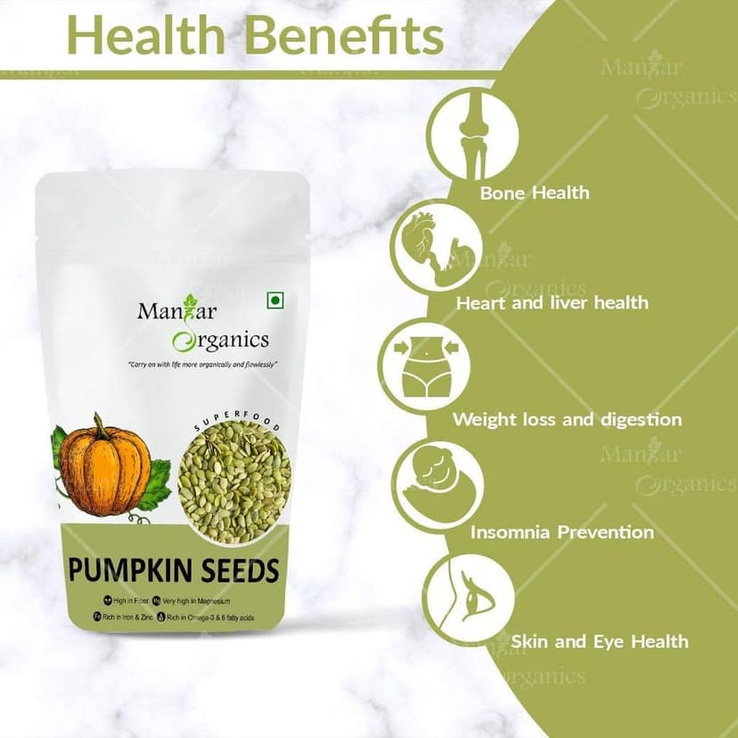 ManHar Organics Raw Pumpkin Seeds for eating - AAA Grade |Protein and Fiber Rich Superfood| (Pumpkin Seeds, 750gm ) (Pack of 2- 500gm + 250 gm) view 2