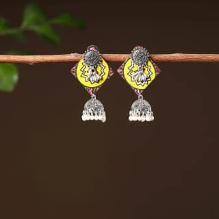 Yellow - Taniya Handcrafted GS Fabart Earrings