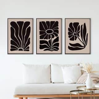 Rustic Charm Set of 3 Botanical Wall Painting for Home Decor | Black Matisse|9 x 13 inches (A4)|Black