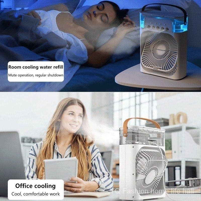 Misting Fan, 3-in-1 Portable Air Conditioner, Air Humidifier, and Fan with 7 Colors LED Night Light, 3 Speeds, 120° Rotatable, for Home, Office, Bedroom view 2
