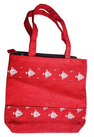 Short Jute red Ladies bag