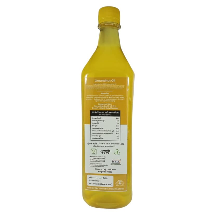 Pure Groundnut OIL 100% Natural OIL WOOD PRESSED COLD PRESSED UNFILTERED - Your Path to Healthier Cooking 1000 ML view 2