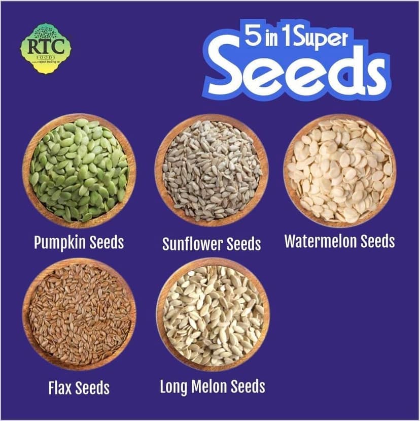 RTC FOODS 5-in-1 Seed Mix 250g | Roasted Super Blend | Watermelon, Pumpkin, Sunflower, Flax, and Long Melon | All-Natural | Nutritious Snack | Edible Mixed view 2